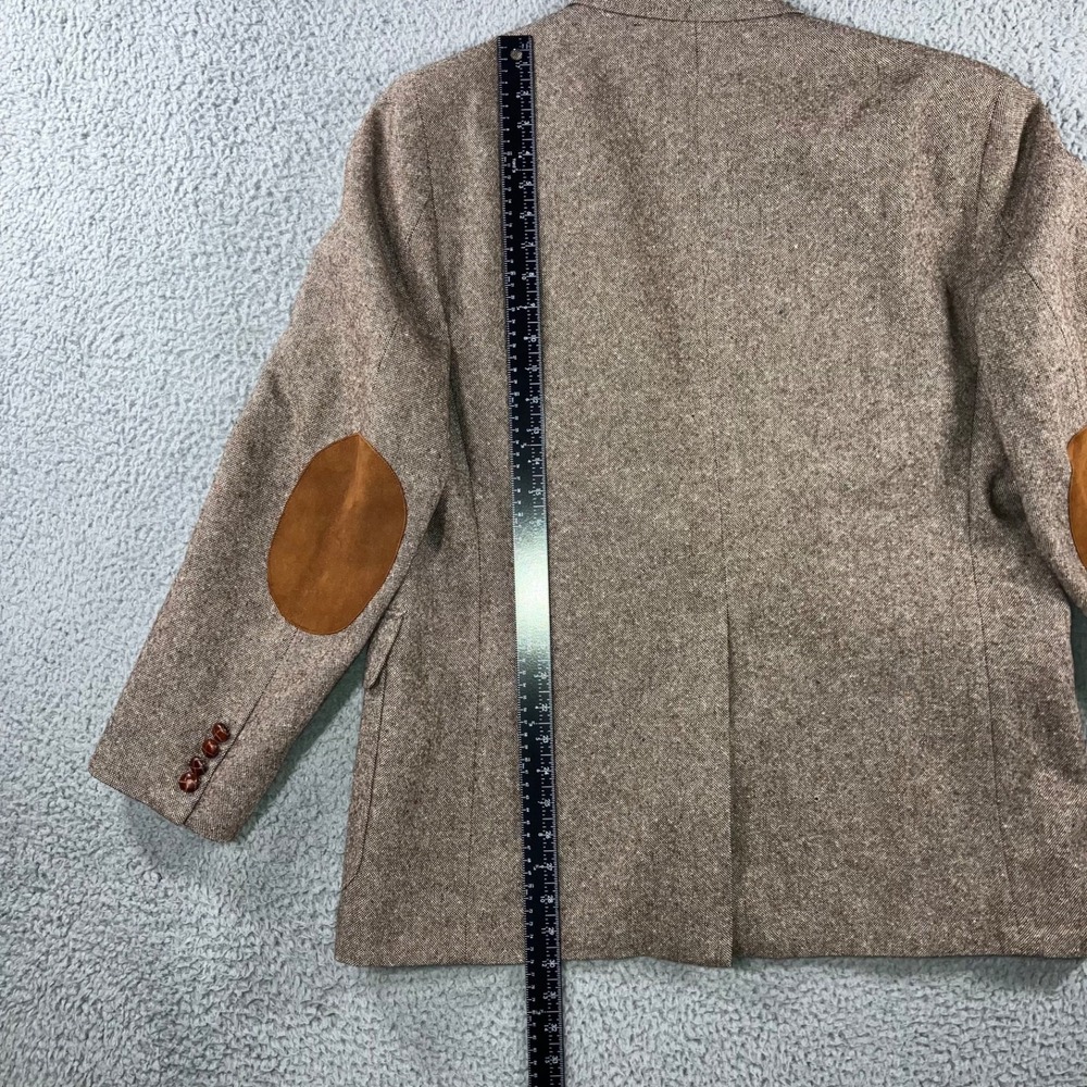 Garrison Park Tweed Blazer Men 44 Elbow Patch Two Button Sports Coat Made In USA - Picture 8 of 11